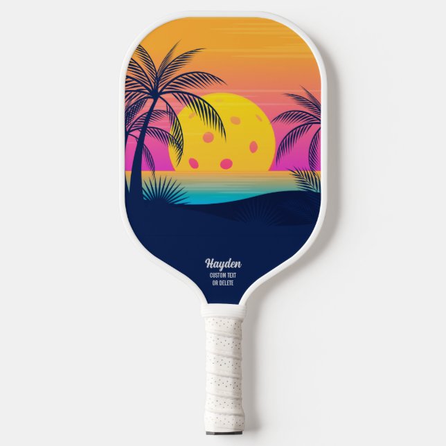 Tropical Beach Palm Trees Pickleball Sun Custom Pickleball Paddle (Front)