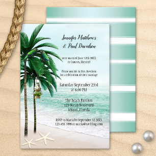 Tropical Beach Palm Trees Post Wedding Party Invitation