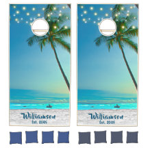 Tropical Beach Palm Trees String Light Family Name