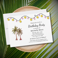 Tropical Beach Palm Trees String Lights Birthday