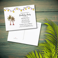 Tropical Beach Palm Trees String Lights Birthday 