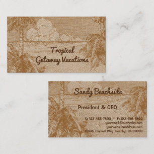 Tropical Beach Palm Trees Vintage Art Custom Calling Card