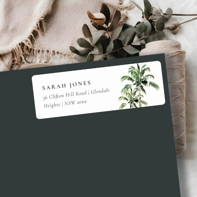 Tropical Beach Palm Trees Watercolor Address (Creator Uploaded)