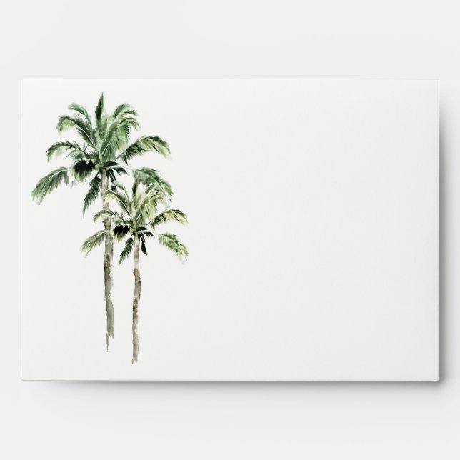 Tropical Beach Palm Trees  Watercolor Address Envelope (Front)