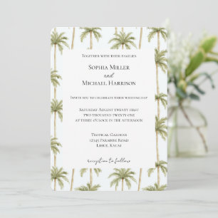 Tropical Beach Palm Trees Wedding Invitation