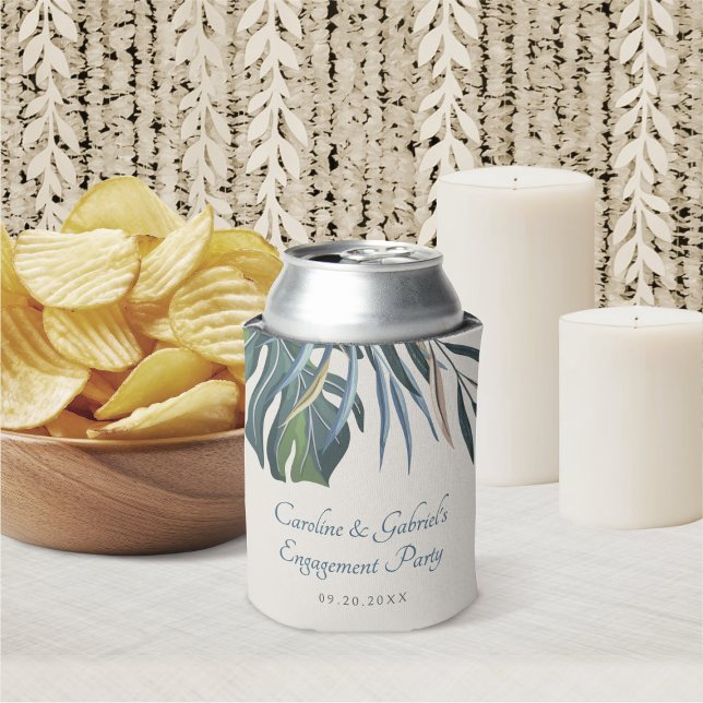 Tropical Beach Palm Wedding Can Cooler (Creator Uploaded)