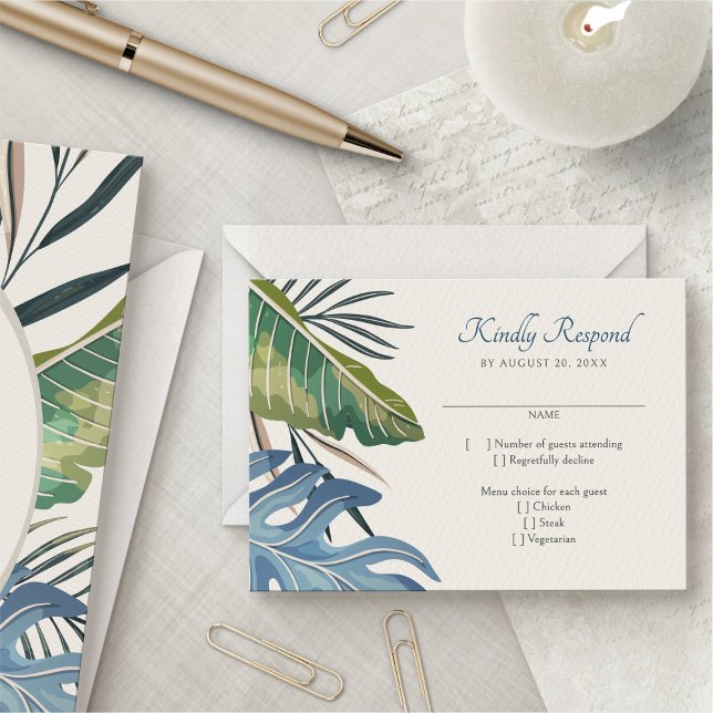 Tropical Beach Palm Wedding RSVP (Creator Uploaded)