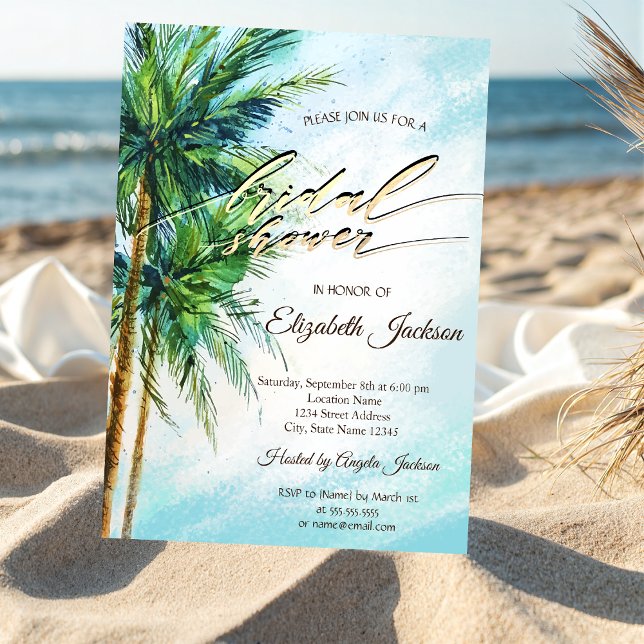 Tropical Beach,Palms Bridal Shower Invitation (Creator Uploaded)