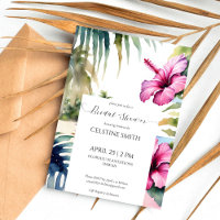 Tropical beach palms hibiscus bridal shower