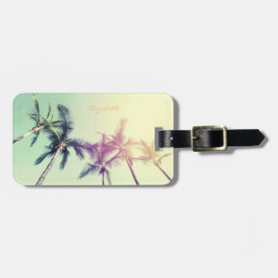 Tropical Beach, Palms - Personalised Luggage Tag