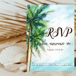 Tropical Beach,Palms RSVP Invitation