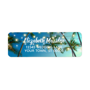Tropical Beach Palms String Lights Return Address