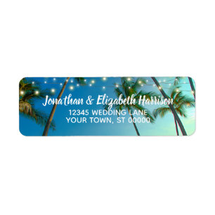Tropical Beach Palms String Lights Return Address