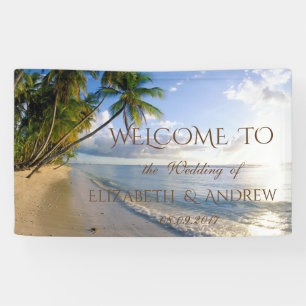 Tropical Beach,Palms Wedding Banner
