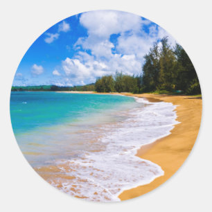 Tropical beach paradise, Hawaii Classic Round Sticker