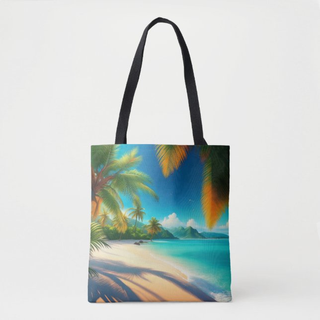 Tropical Beach Paradise - Palm Tree Art Tote Bag (Front)