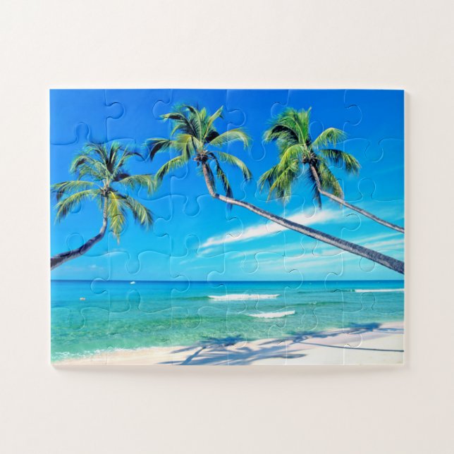 Tropical beach paradise palm trees jigsaw puzzle (Horizontal)