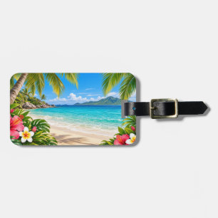 Tropical Beach Paradise Palm Trees Luggage Tag