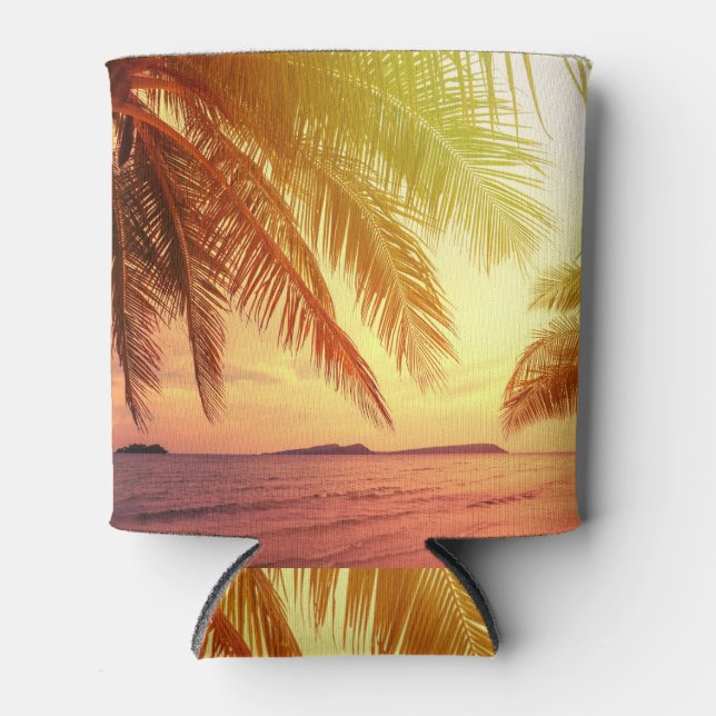 Tropical Beach Paradise: Serene Landscape. Can Cooler (Front)