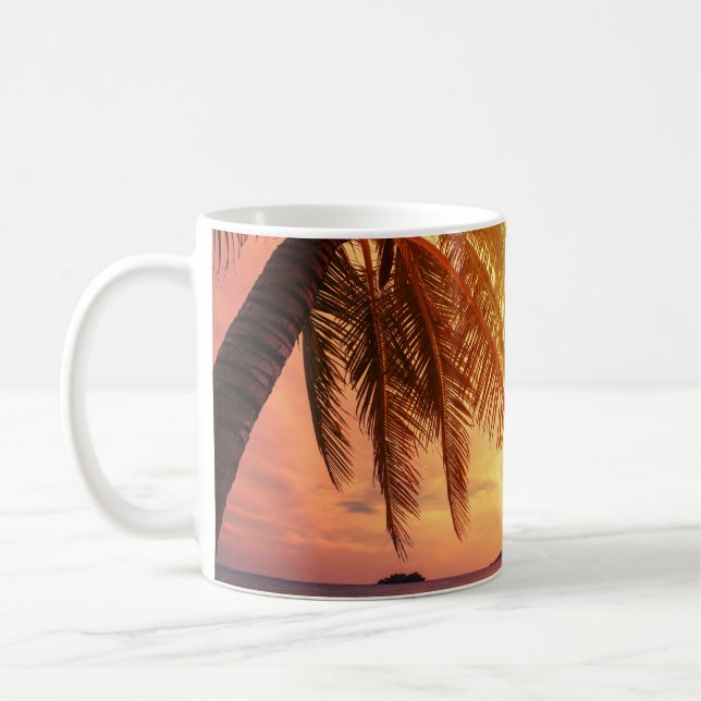 Tropical Beach Paradise: Serene Landscape. Coffee Mug (Left)