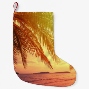 Tropical Beach Paradise: Serene Landscape. Small Christmas Stocking