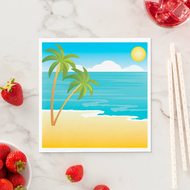 Tropical Beach Paradise with Palm Trees Napkin (Creator Uploaded)