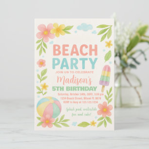 Tropical Beach Party Birthday Invitations & Decor