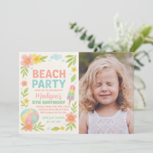 Tropical Beach Party Birthday Invitations & Decor