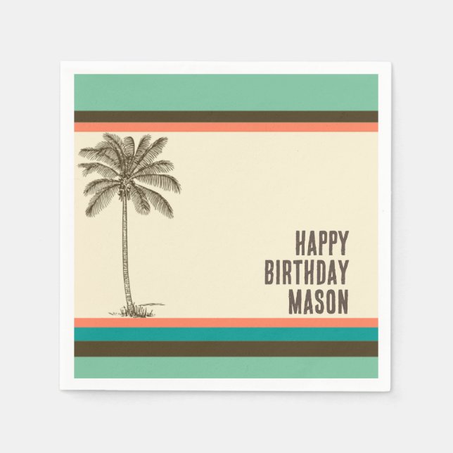 Tropical Beach Party Palm Tree Paper Napkin (Front)