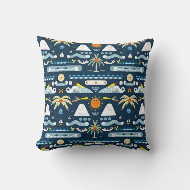Tropical Beach Pattern Cushion (Front)