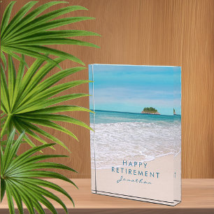 Tropical Beach Personalised Retirement Photo Block
