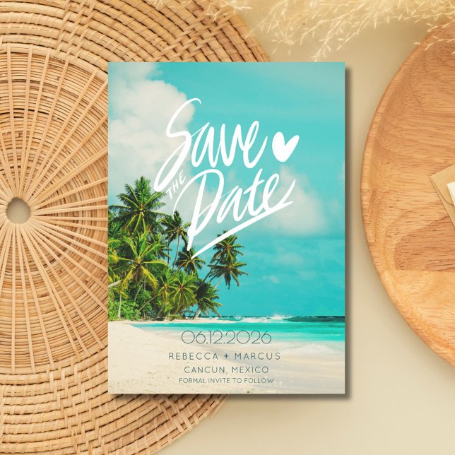Tropical Beach Photo Destination Wedding  Save The Date (Tropical Beach Photo Destination Wedding Save The Date)