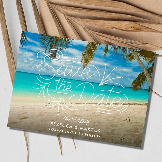 Tropical Beach Photo Wedding Save the Date  (Tropical Beach Photo Wedding Save the Date)