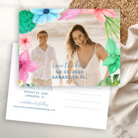 Tropical beach photo wedding save the date