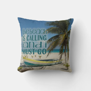 Tropical Beach Pillows Palm Tree Old Boat