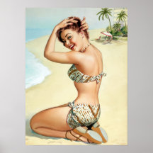 Tropical Beach Pin Up