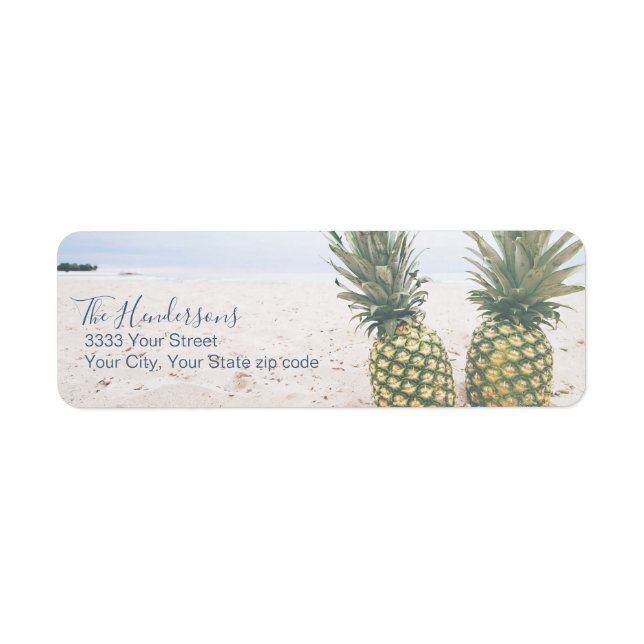 Tropical Beach Pineapple Return Address Label (Front)