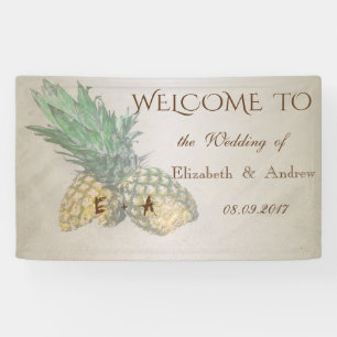 Tropical Beach,Pineapple  Wedding Banner