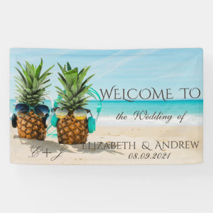 Tropical Beach,Pineapples Wedding Banner
