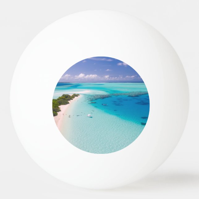 Tropical Beach Ping Pong Ball (Front)