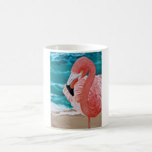 Tropical beach pink flamingo coffee mug