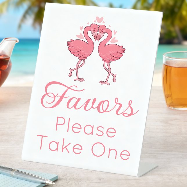 Tropical Beach Pink Flamingo Wedding Favors  Pedestal Sign (Creator Uploaded)