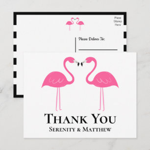 Tropical Beach Pink Flamingo Wedding Thank You  Postcard
