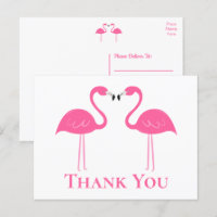 Tropical Beach Pink Flamingo Wedding Thank You