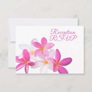 Tropical Beach Pink Plumeria Floral Reception RSVP Card