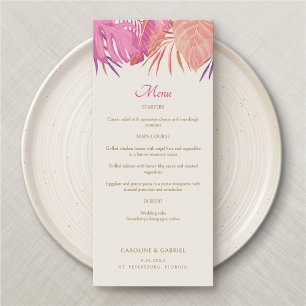 Tropical Beach Pink Wedding Menu