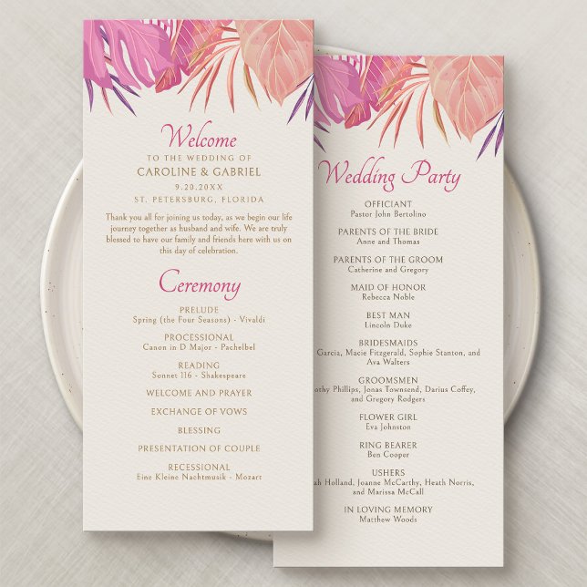 Tropical Beach Pink Wedding Program (Creator Uploaded)