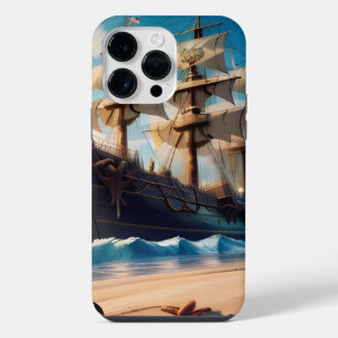 Tropical Beach Pirate Ship iPhone 14 Pro Max Case