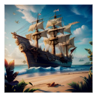 Tropical Beach Pirate Ship