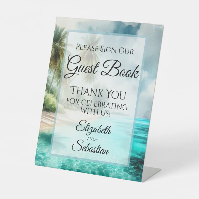 Tropical Beach Please Sign Our Guestbook Sign (Front)